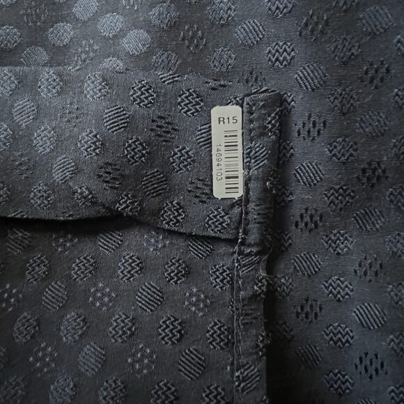 Visconti Men's Dress Shirt Long Sleeve XL Navy Blue Patterned Hidden Button - Picture 9 of 10